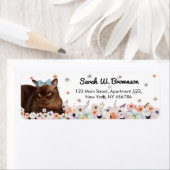 Étiquette Chat Brown birman fleurs de l'intestin bleu (En situation)