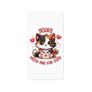 Étiquette Chat calicot adorable pour la Saint-Valentin