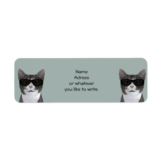 Étiquette Chat cool Avec Lunettes De Soleil Noir (Devant)
