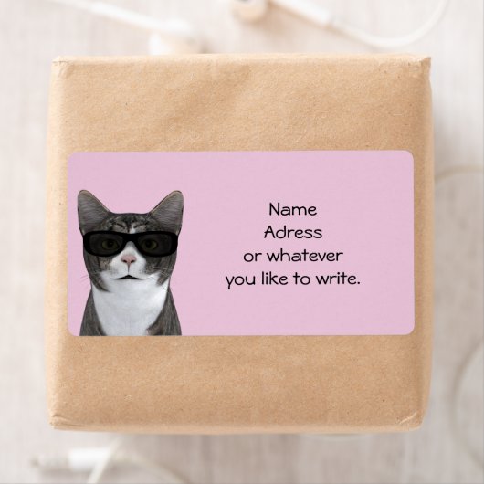 Étiquette Chat cool Avec Lunettes De Soleil Noir (En situation)