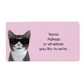 Étiquette Chat cool Avec Lunettes De Soleil Noir (Devant)