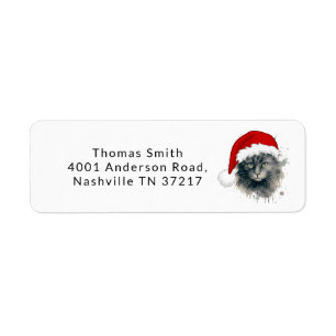 Étiquette Chat Dans Un Chapeau De Père Noël Joyeux Noël Adre