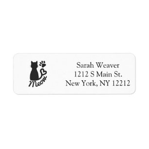 Étiquette Chat de Kitty et empreinte de patte noirs de