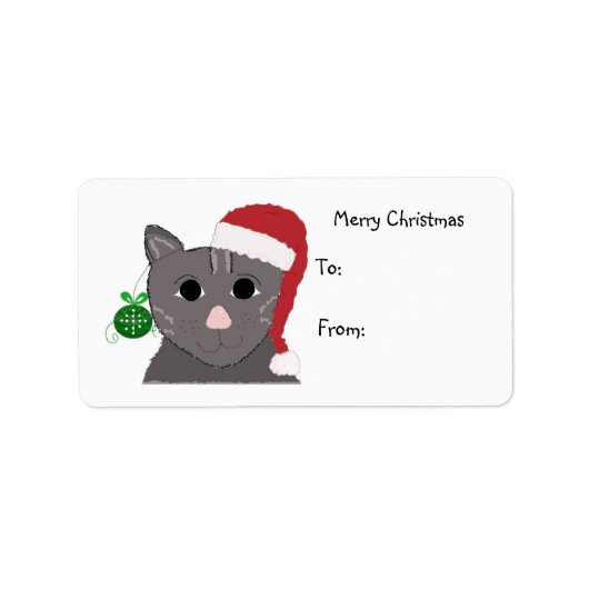 Étiquette Chat de Noël adorable (Devant)