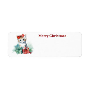 Étiquette Chat de Noël mignon