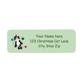 Étiquette Chat de Noël noir blanc Tuxedo (Devant)