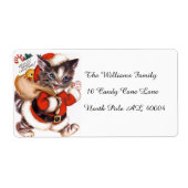 Étiquette chat de Noël rétro (Devant)