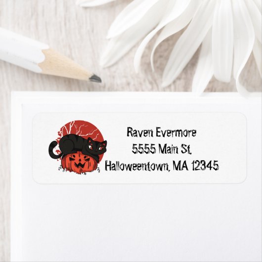 Étiquette Chat d'Halloween (En situation)