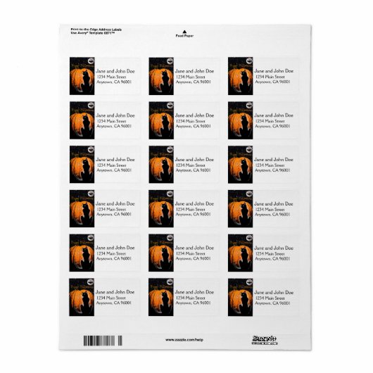 Étiquette Chat d'Halloween (Feuille entière)