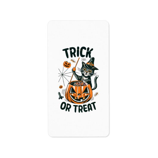 Étiquette Chat d'Halloween abstrait (Devant)
