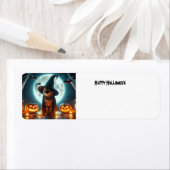 Étiquette Chat d'Halloween avec citrouilles (En situation)