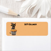 Étiquette Chat d'Halloween avec muffin (En situation)