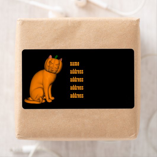 Étiquette Chat d'Halloween bizarre (En situation)
