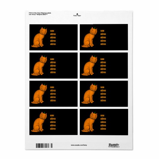 Étiquette Chat d'Halloween bizarre (Feuille entière)