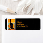 Étiquette Chat d'Halloween noir (En situation)