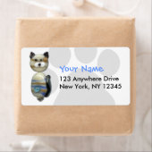 Étiquette Chat en perle de verre Brown bleu (En situation)