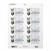 Étiquette Chat en perle de verre Brown bleu (Feuille entière)