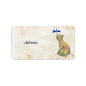 Étiquette Chat et libellule bleue (Devant)