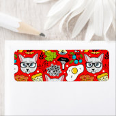 Étiquette Chat et oeuf sur le rouge (En situation)