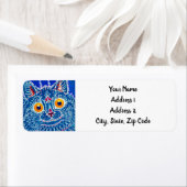 Étiquette Chat gothique bleu (En situation)