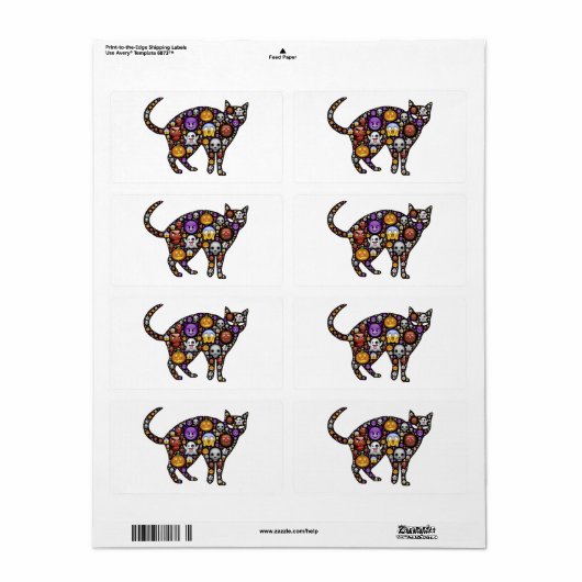 ÉTIQUETTE CHAT HALLOWEEN (Feuille entière)