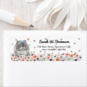 Étiquette chat himalayen yeux bleus noeud papillon assis fle (En situation)