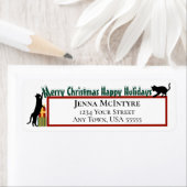 Étiquette Chat Joyeux Noël de Noël Adresse de retour (En situation)