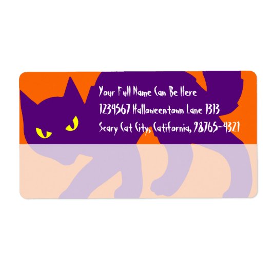 Étiquette Chat Kitty Halloween Effrayant (Devant)