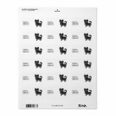 Étiquette Chat long noir Chihuahua mignon chien de dessin (Feuille entière)