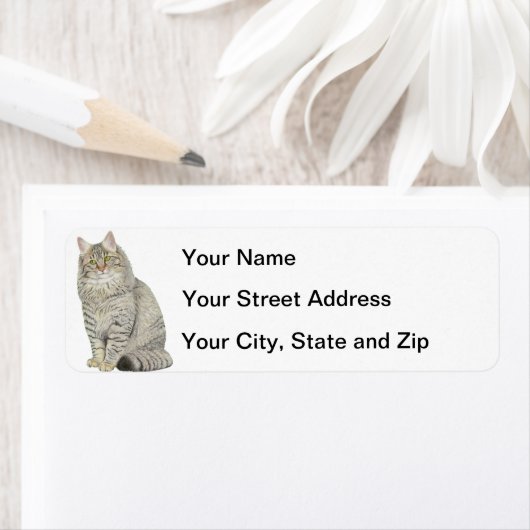 Étiquette Chat Longhair Tabby (En situation)