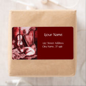 Étiquette CHAT MUSICAL AVEC OWL, Rouge, Blanc (En situation)