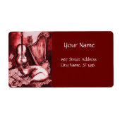 Étiquette CHAT MUSICAL AVEC OWL, Rouge, Blanc (Devant)