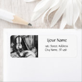 Étiquette CHAT MUSICAL, OWL, VIOLIN, HARP Black White Grey M (En situation)