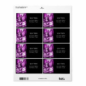 Étiquette CHAT MUSICAL, violet rose violet blanc et noir (Feuille entière)