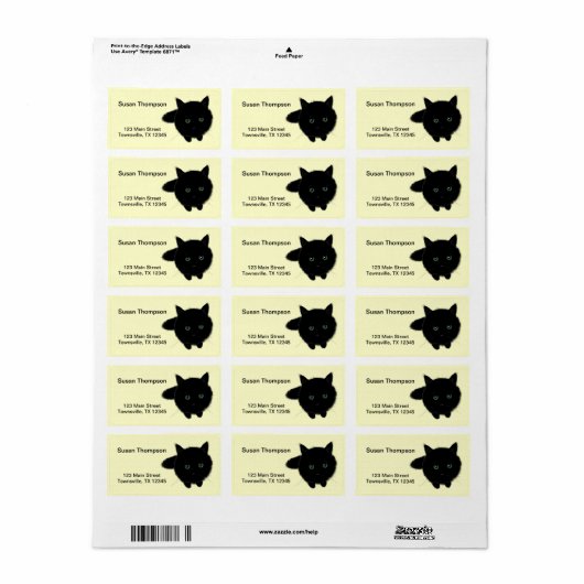 Étiquette Chat noir (Feuille entière)