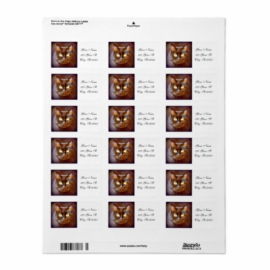 Étiquette chat noir (Feuille entière)