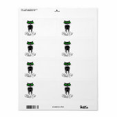 Étiquette Chat noir aux yeux verts (Feuille entière)