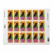 Étiquette Chat Noir Avec Les Ménages Ce Livre Appartient À (Feuille entière)