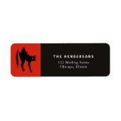 Étiquette Chat noir d'Halloween (Devant)