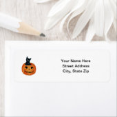 Étiquette Chat noir en Citrouille (En situation)