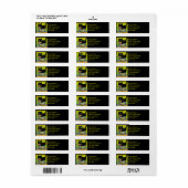 Étiquette Chat noir en pot de fleurs (Feuille entière)