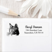 Étiquette Chat noir et blanc moderne (En situation)