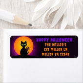 Étiquette Chat noir et Pleine lune (En situation)