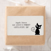 Étiquette Chat noir fantaisiste et scintillant (En situation)