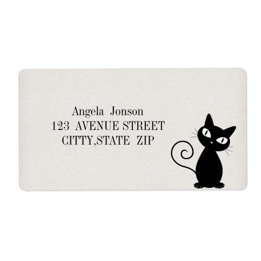 Étiquette Chat noir fantaisiste et scintillant (Devant)