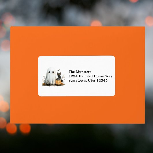 Étiquette Chat Noir Fantôme Favori L'automne part Halloween