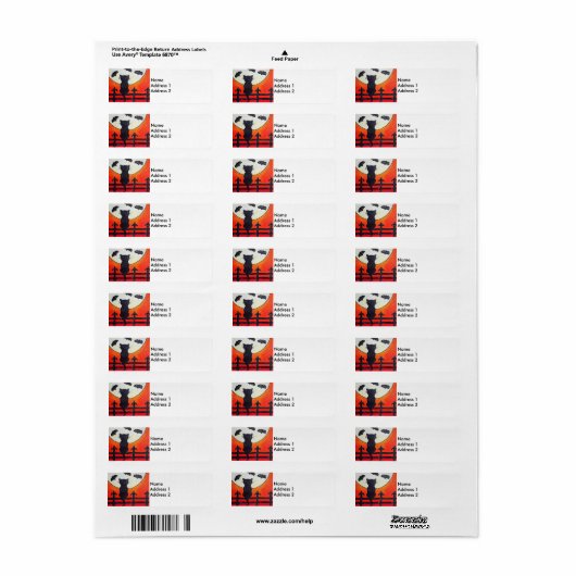 Étiquette Chat noir Fence Lune chauve-souris (Feuille entière)