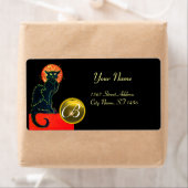 ÉTIQUETTE CHAT NOIR HALLOWEEN PARTY MONOGRAM (En situation)