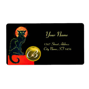 ÉTIQUETTE CHAT NOIR HALLOWEEN PARTY MONOGRAM