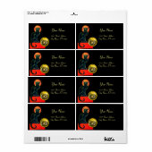 ÉTIQUETTE CHAT NOIR HALLOWEEN PARTY MONOGRAM (Feuille entière)